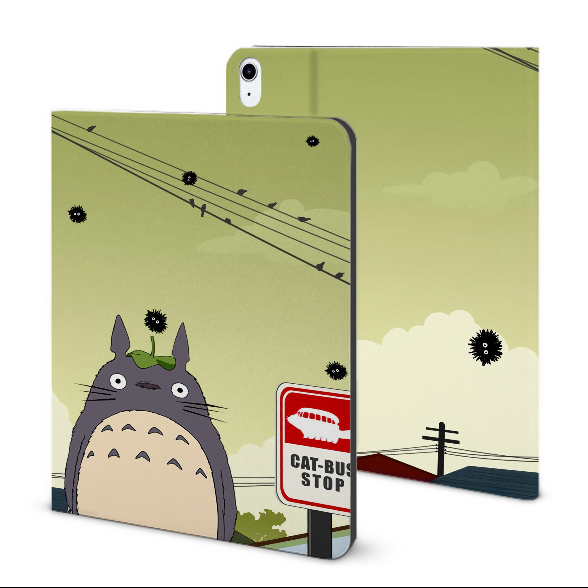 （画像用） となりのトトロ 草壁メイ 草壁サツキ My Neighbor Totoro Satsuki Kusakabe Mei Kusakabe IPad ケース ブック型 PUレザー TPU 耐衝撃 軽量 薄型 ペン収納なし 全面保護 IPad 各モデル対応